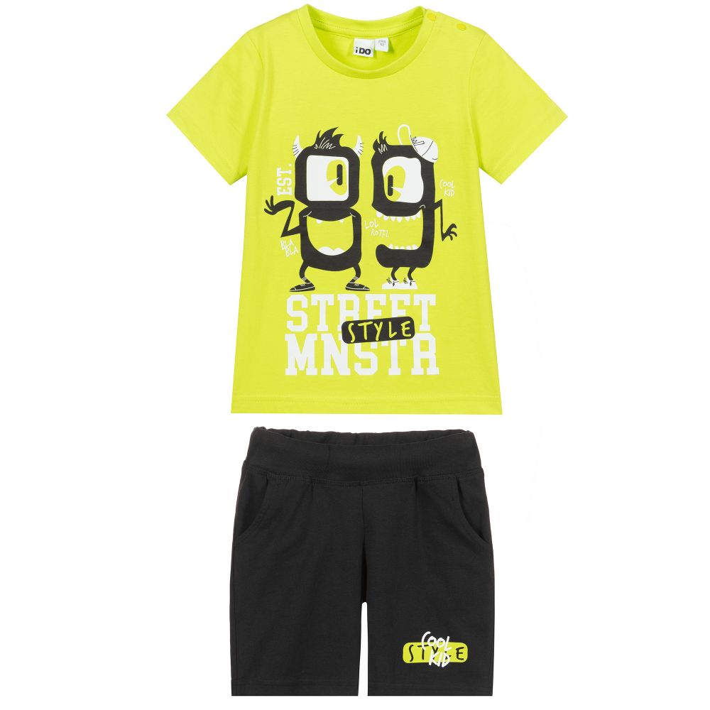 iDO Baby-Green & Black Shorts Set | Childrensalon Outlet