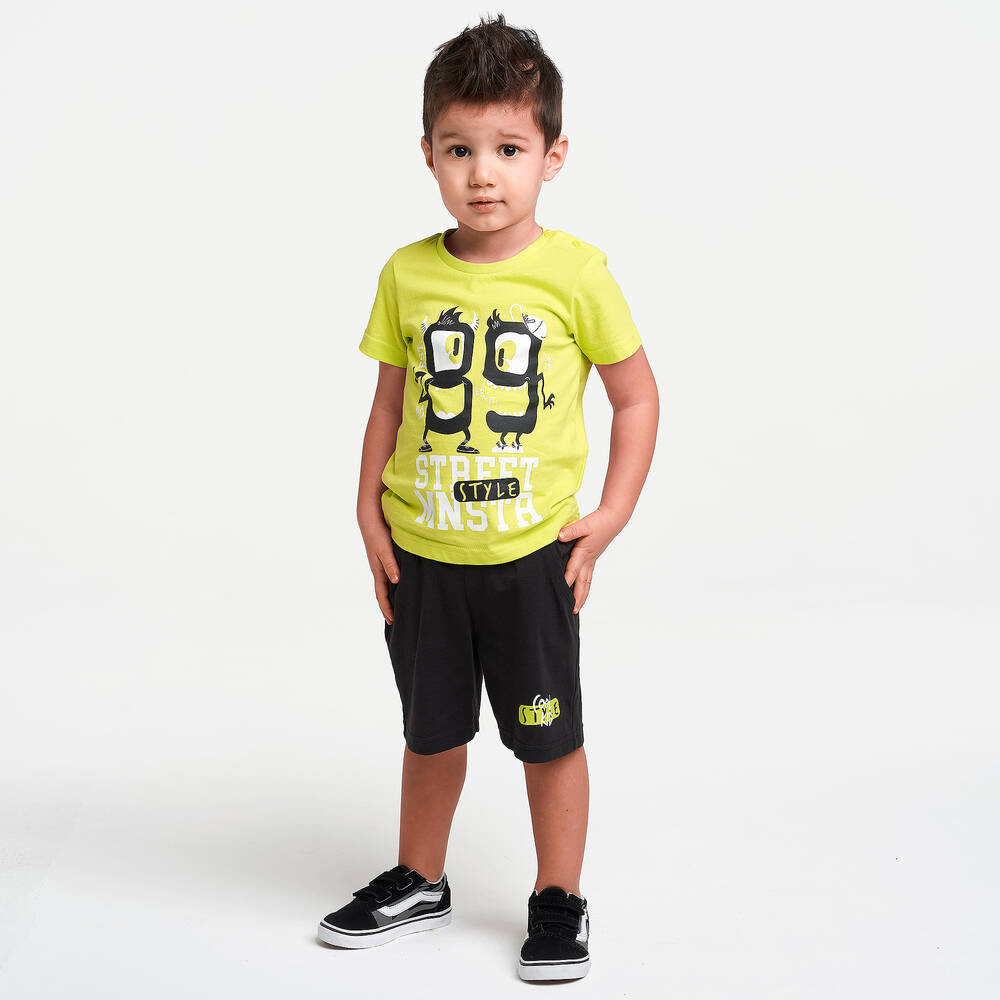 iDO Baby-Green & Black Shorts Set | Childrensalon Outlet
