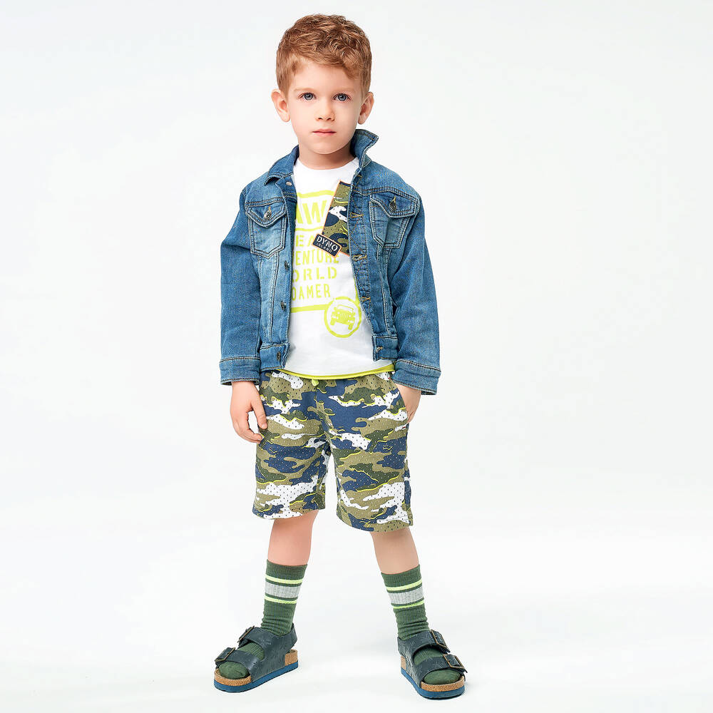 iDO Baby-Green & Blue Camouflage Shorts | Childrensalon Outlet