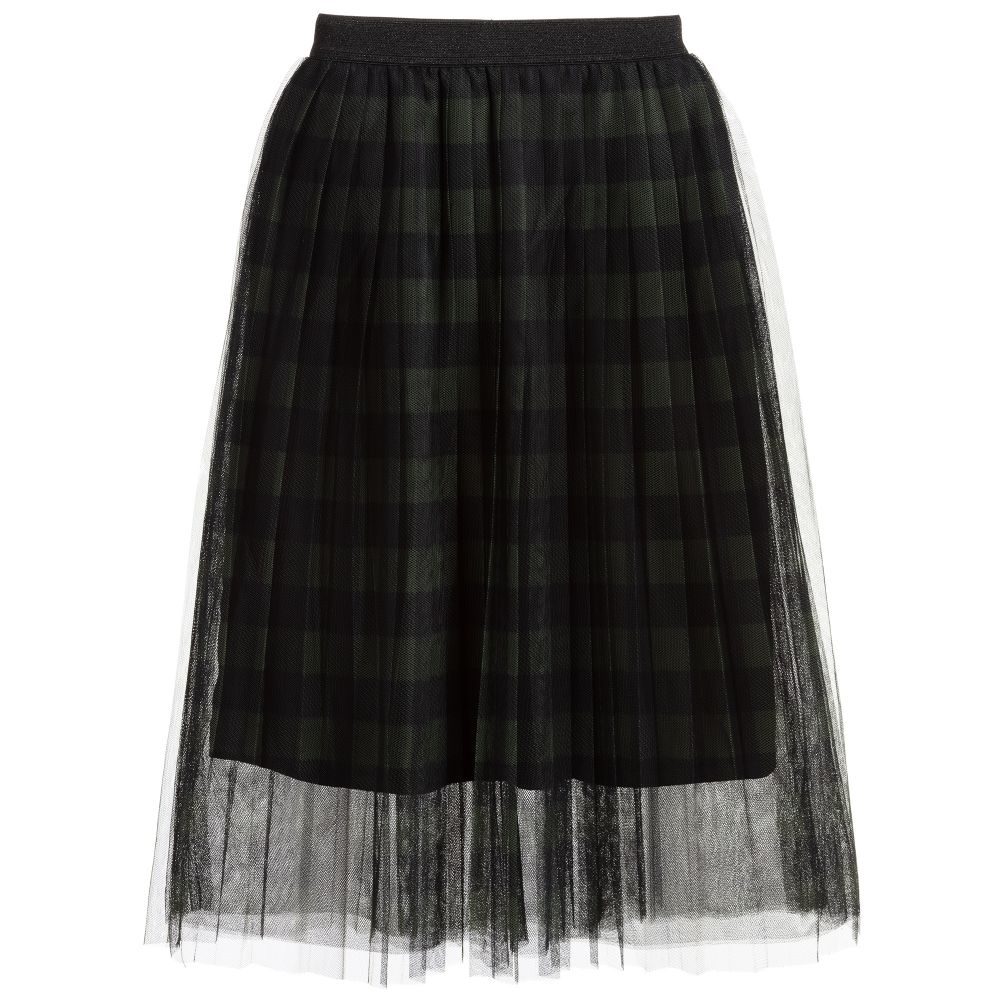 iDO Junior - Green Check Tulle Skirt | Childrensalon