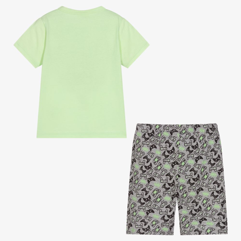 iDO Малыши-Короткая зеленая пижама с геймерским принтом | Childrensalon Outlet