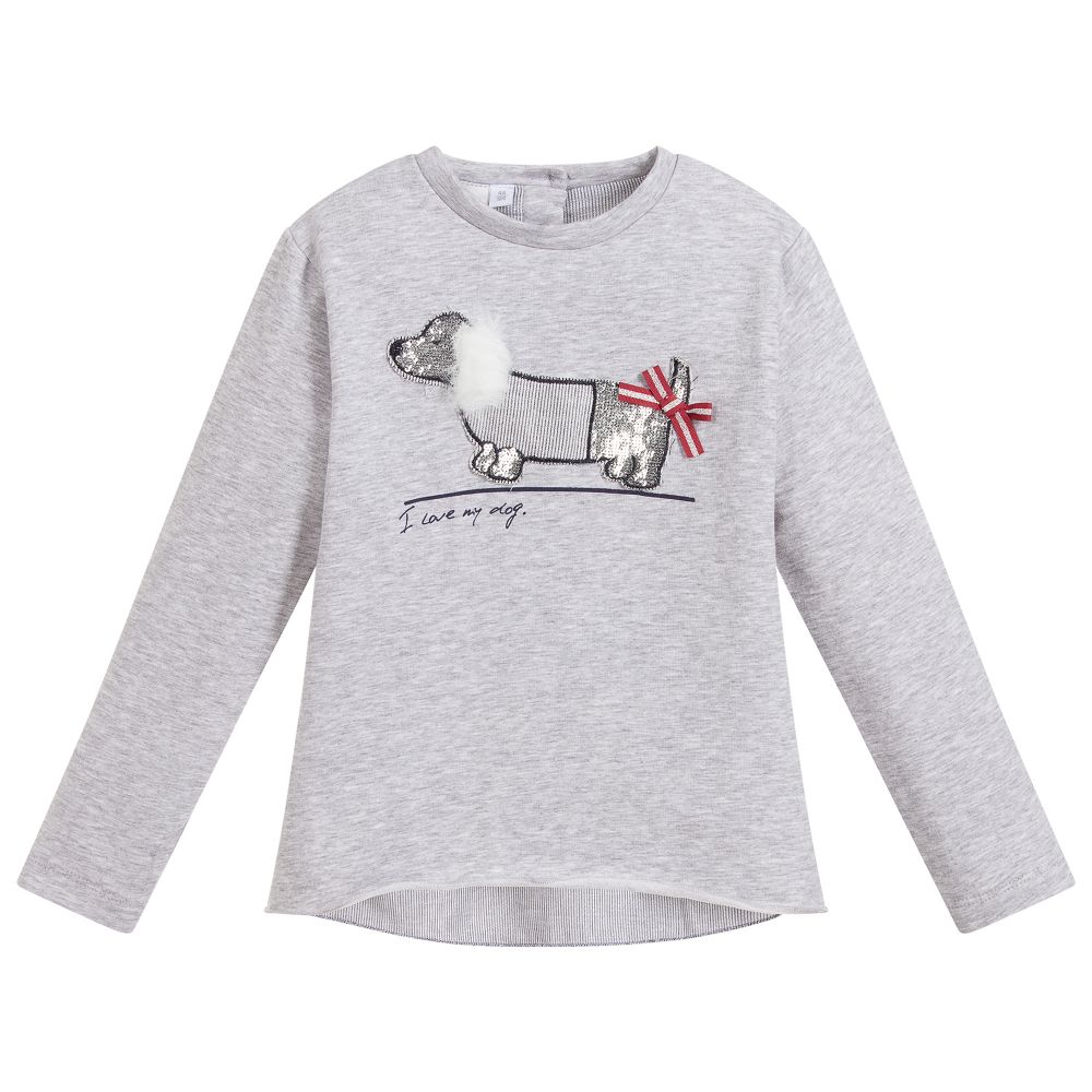 iDO Baby-Grey Cotton Jersey Top | Childrensalon Outlet
