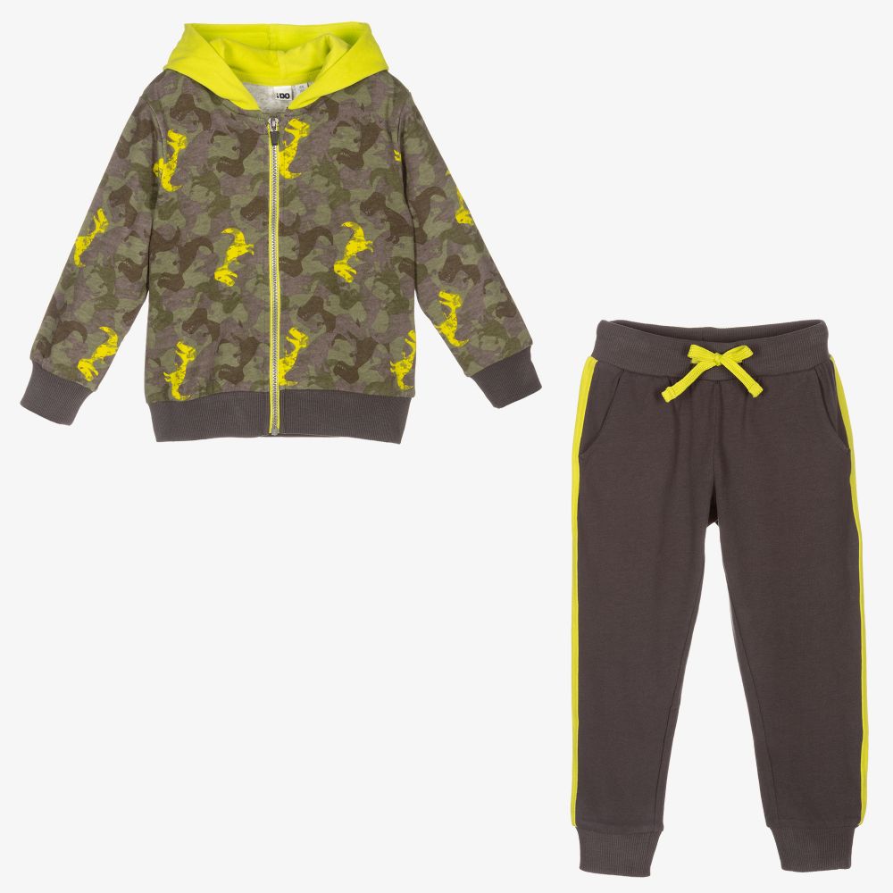 iDO Baby-Grey & Green Cotton Tracksuit | Childrensalon Outlet