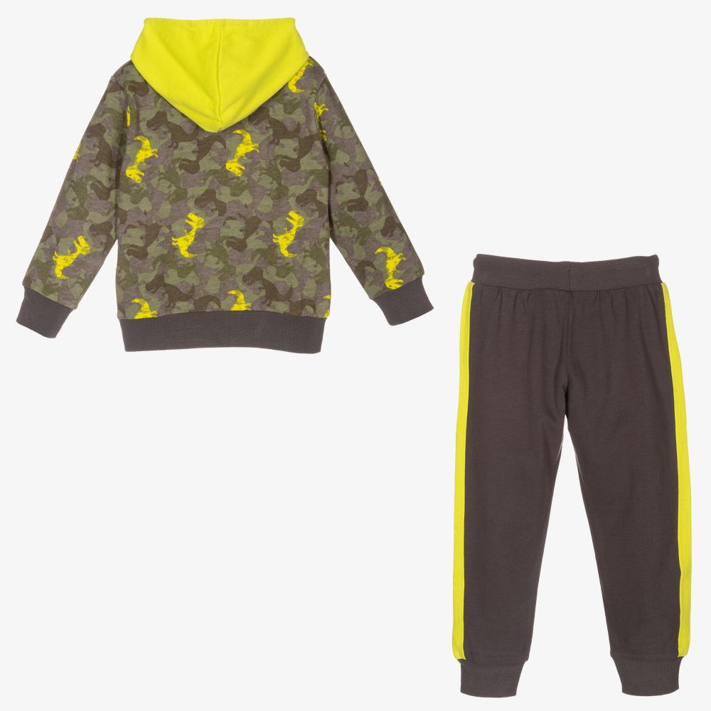 iDO Baby-Grey & Green Cotton Tracksuit | Childrensalon Outlet