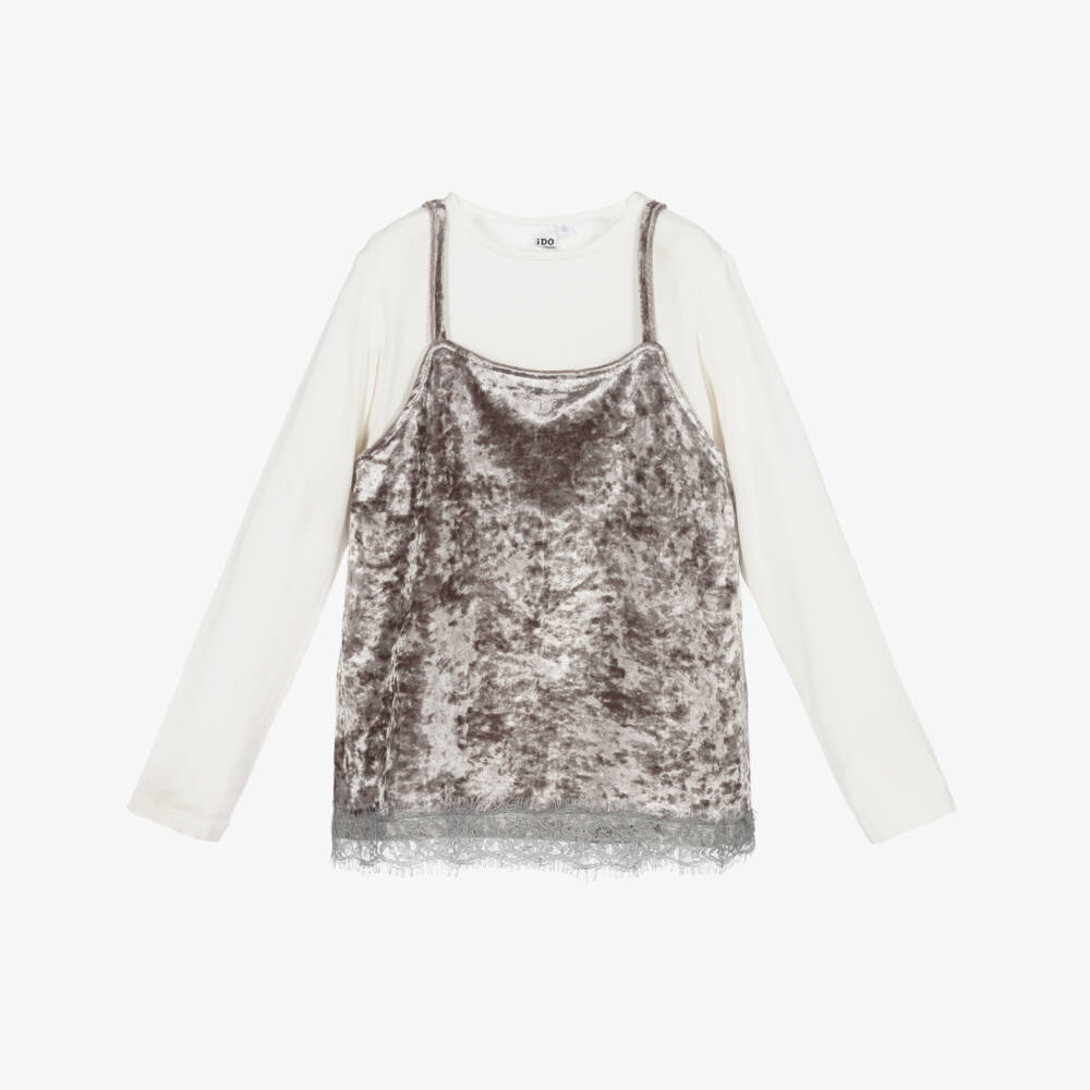 iDO Junior-Grey & Ivory Top Set | Childrensalon Outlet