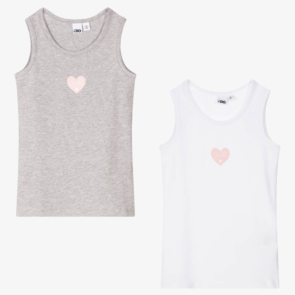iDO Baby - Grey & White Vests (2 Pack) | Childrensalon