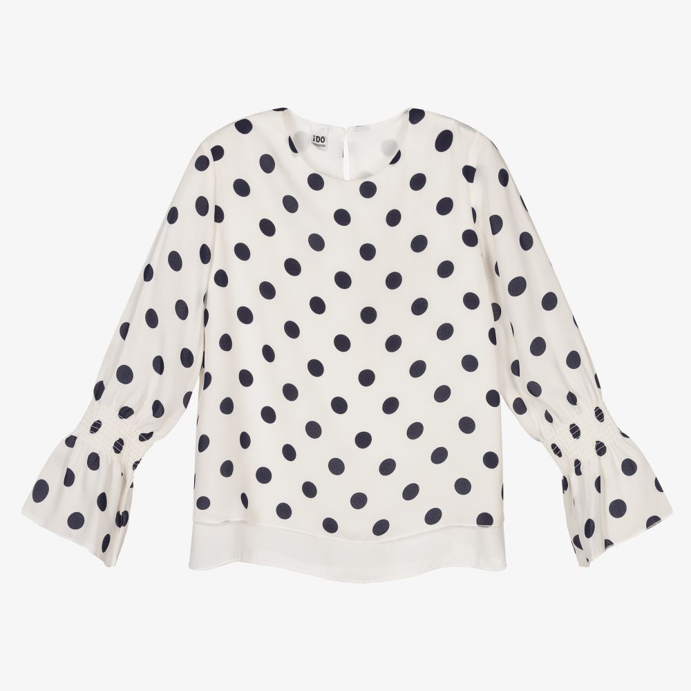 iDO Junior - Ivory & Black Polka Dot Blouse | Childrensalon