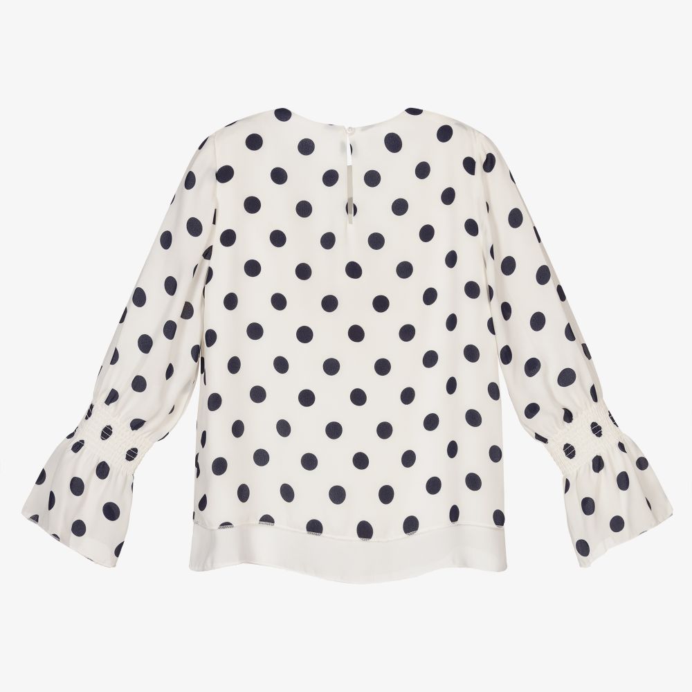iDO Junior-Ivory & Black Polka Dot Blouse | Childrensalon Outlet