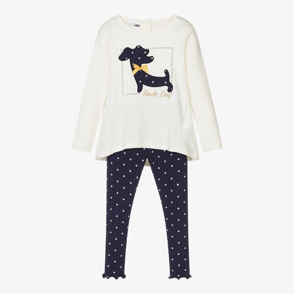 iDO Baby - Ivory & Blue Leggings Set | Childrensalon