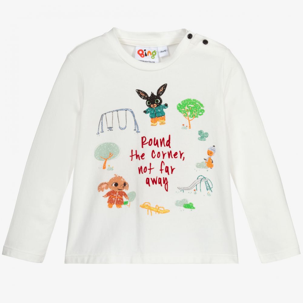 iDO Малыши-Кремовый хлопковый топ с кроликом | Childrensalon Outlet