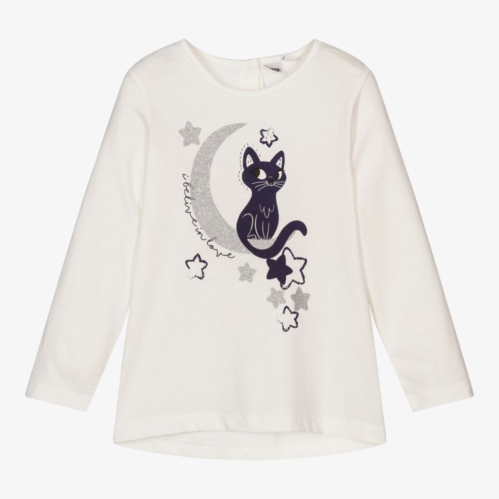 iDO Baby - Ivory Cotton Cat Top  | Childrensalon