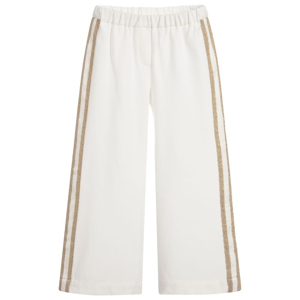 iDO Junior - Ivory & Gold Jersey Trousers | Childrensalon