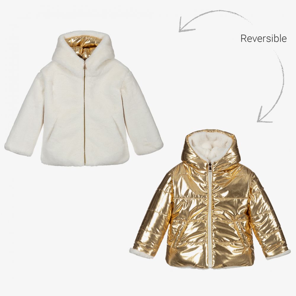 iDO Baby - Ivory & Gold Reversible Jacket | Childrensalon