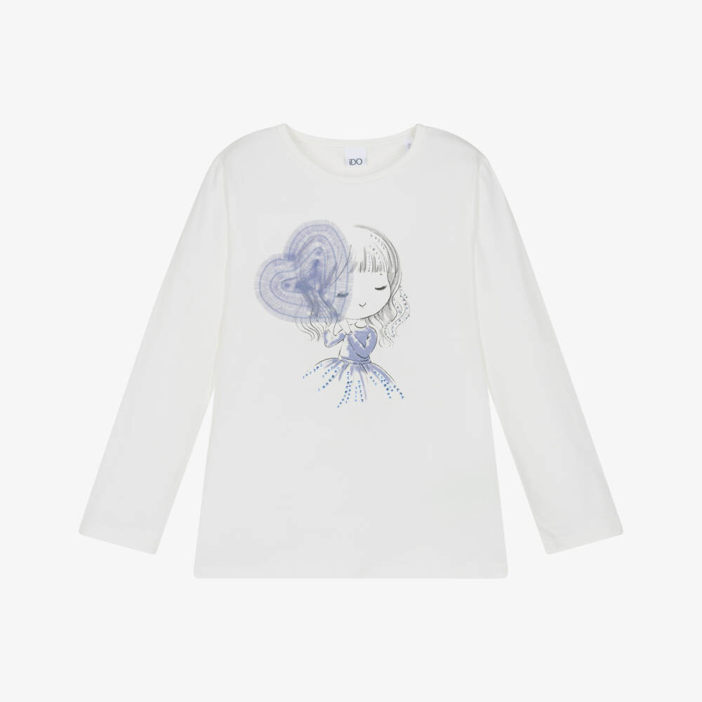 iDO-Ivory Lilac Girl Print Top | Childrensalon Outlet