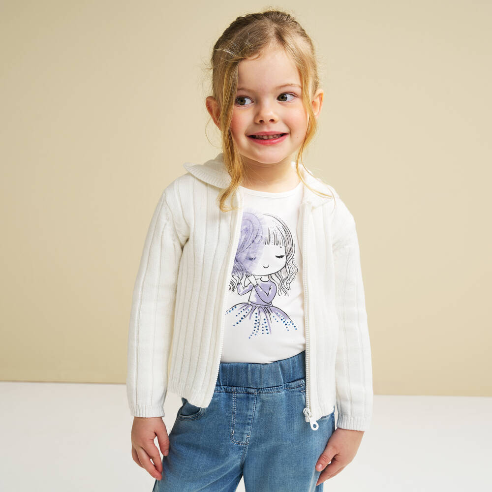 iDO-Ivory Lilac Girl Print Top | Childrensalon Outlet