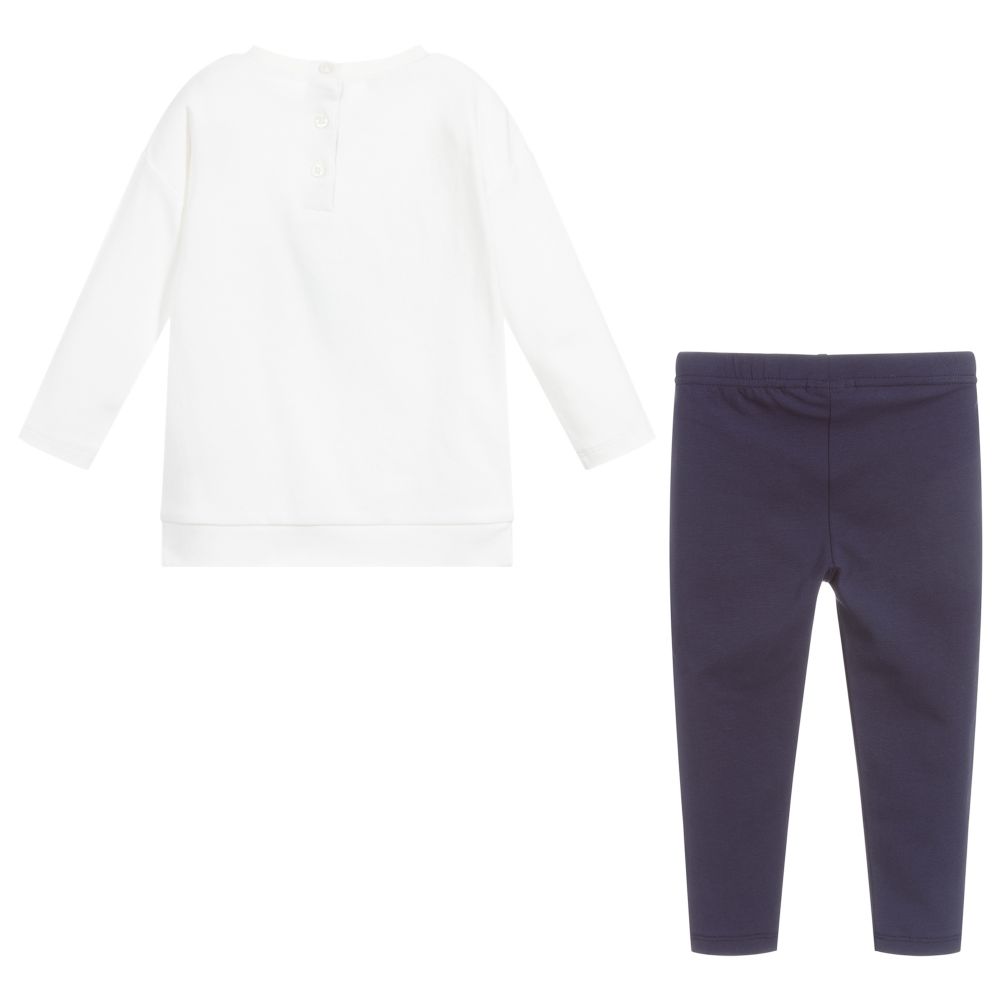 iDO Baby-ليغنغز وتوب قطن جيرسي لون عاجي وكحلي للبنات | Childrensalon Outlet