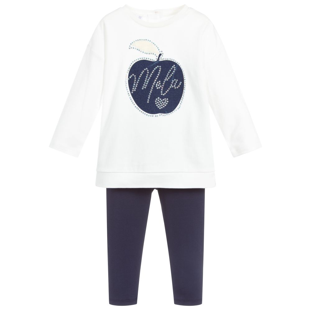 iDO Baby-Ivory & Navy Blue Leggings Set | Childrensalon Outlet