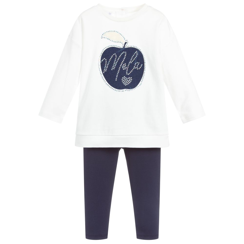 iDO Baby - Ensemble legging ivoire et bleu marine | Childrensalon