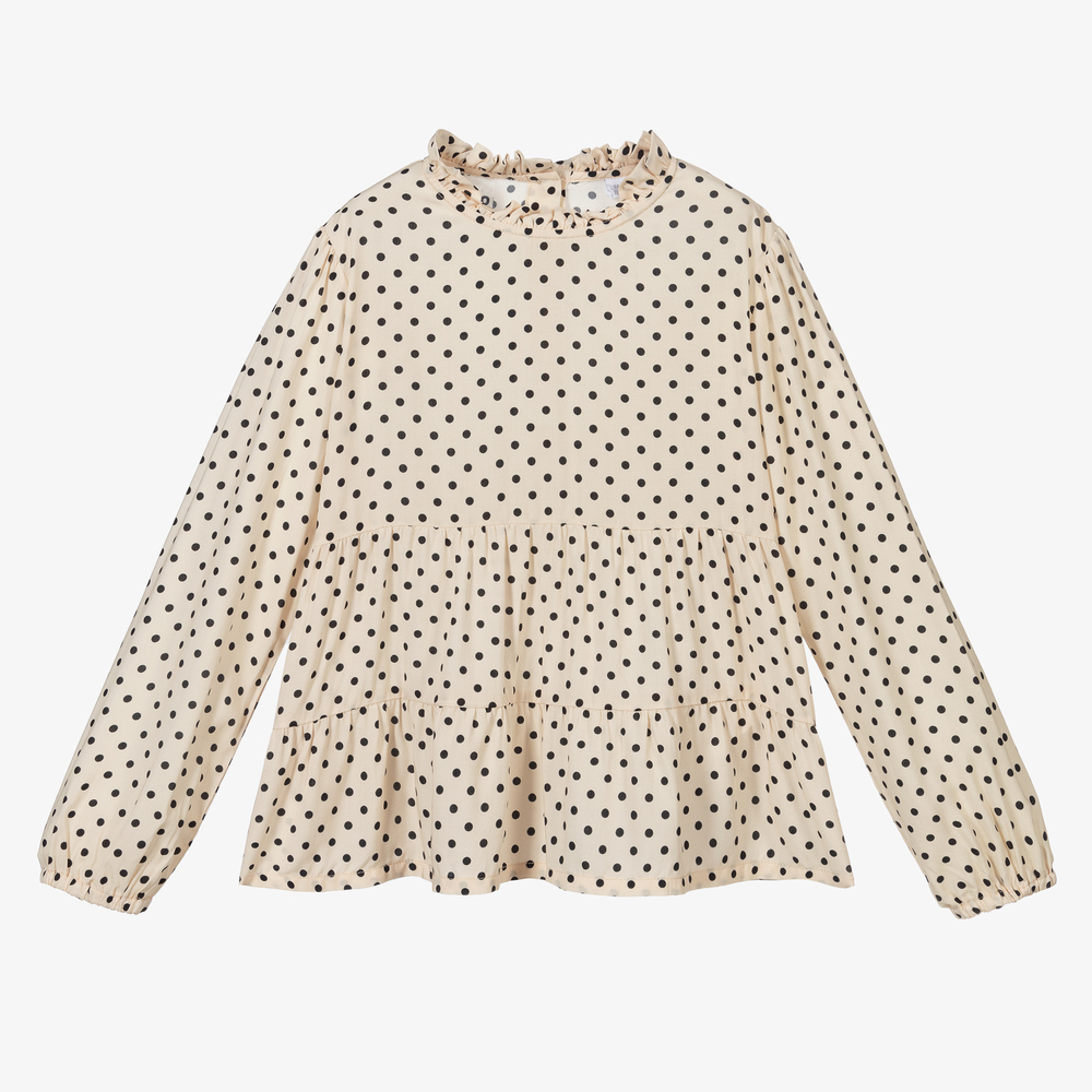 iDO Junior-Ivory Polka Dot Blouse | Childrensalon Outlet