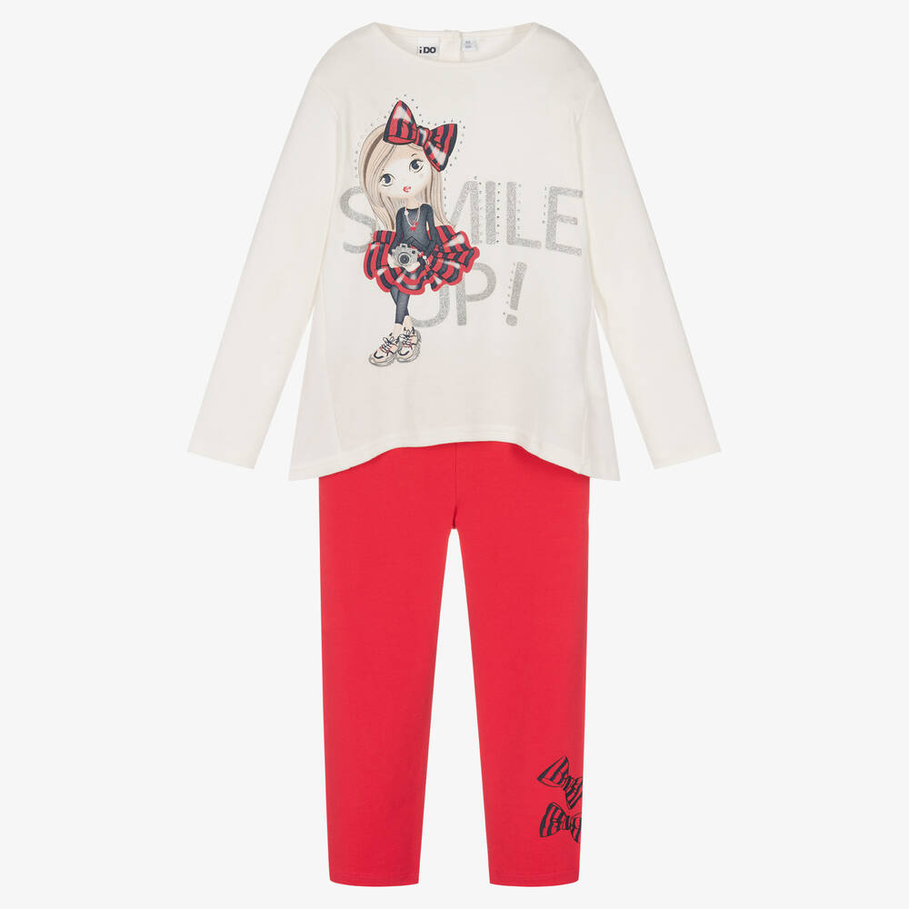 iDO Baby-Ivory & Red Leggings Set | Childrensalon Outlet