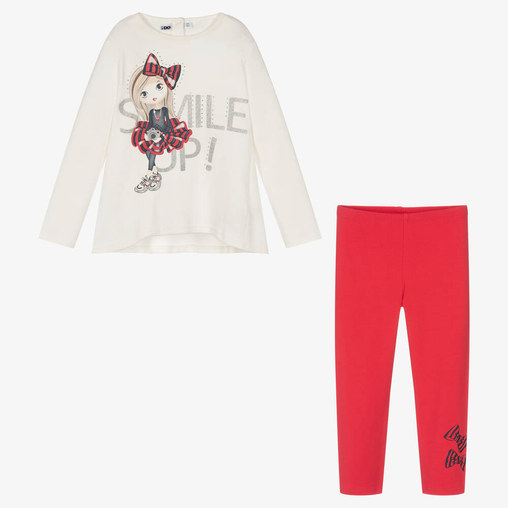 iDO Baby-Ivory & Red Leggings Set | Childrensalon Outlet