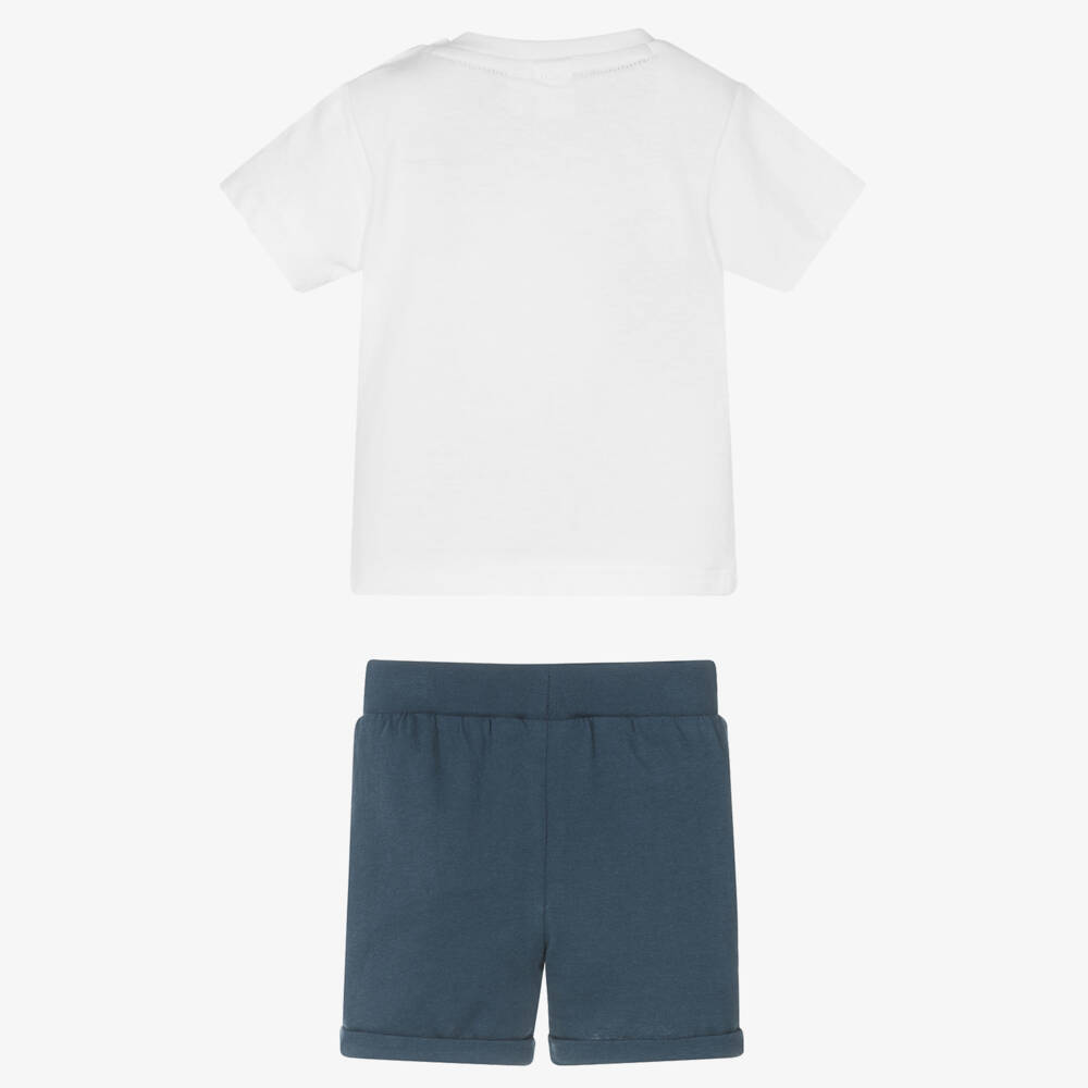 iDO Mini-Little Gents Navy & White Cotton Set | Childrensalon Outlet