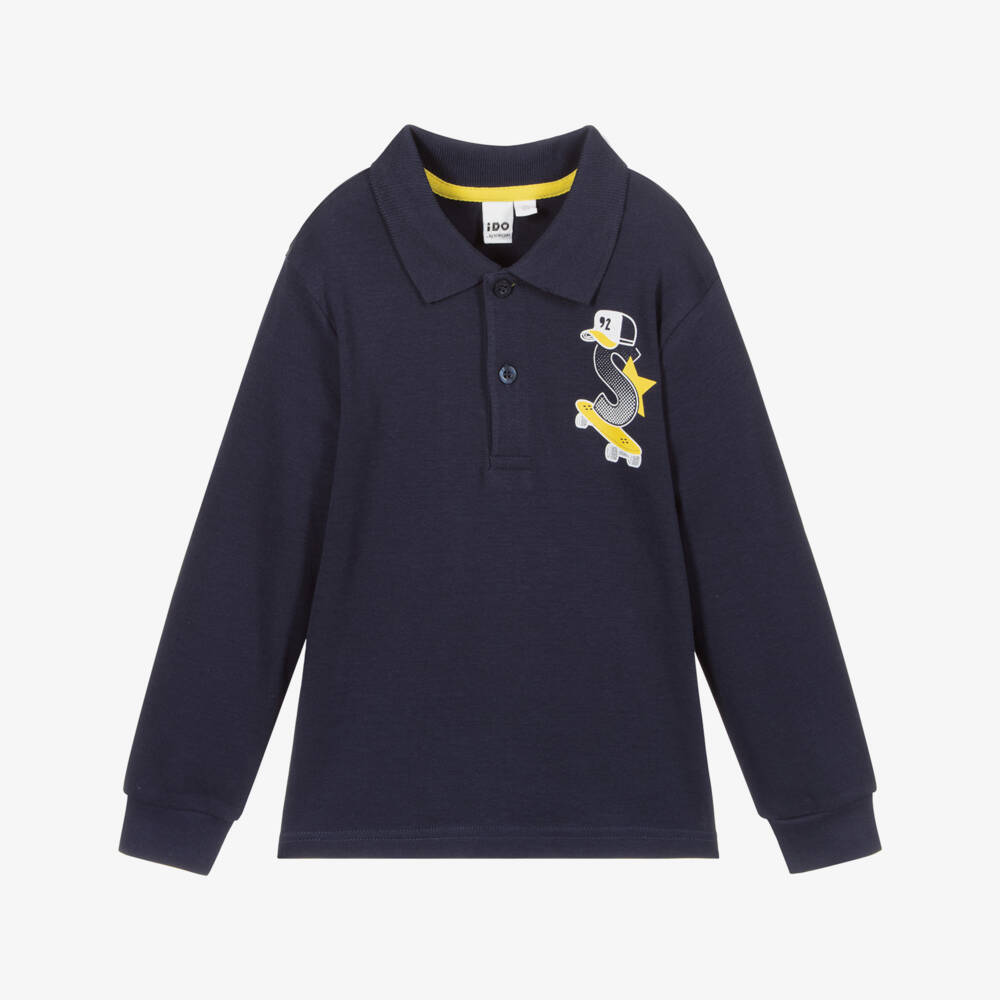 iDO Baby-Navy Blue Cotton Polo Shirt | Childrensalon Outlet