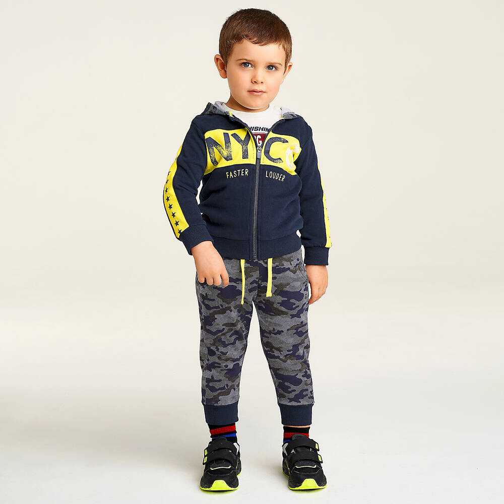 آي دو Baby-تراكسوت بولي قطن لون كحلي وأخضر كاكي بطبعة كاموفلاج | Childrensalon Outlet