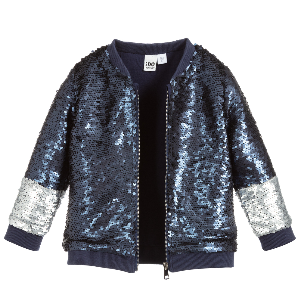 iDO Baby - Navy Blue Sequin Bomber Jacket | Childrensalon Outlet