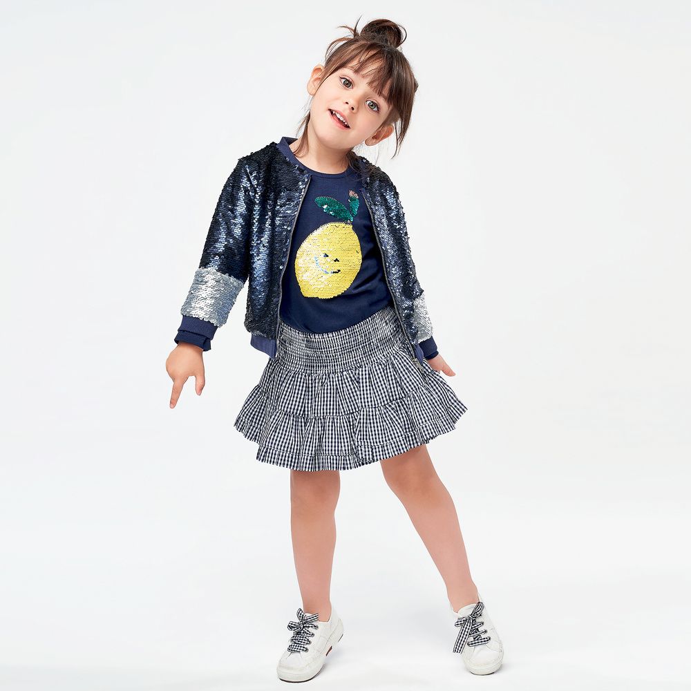iDO Baby - Navy Blue Sequin Bomber Jacket | Childrensalon Outlet