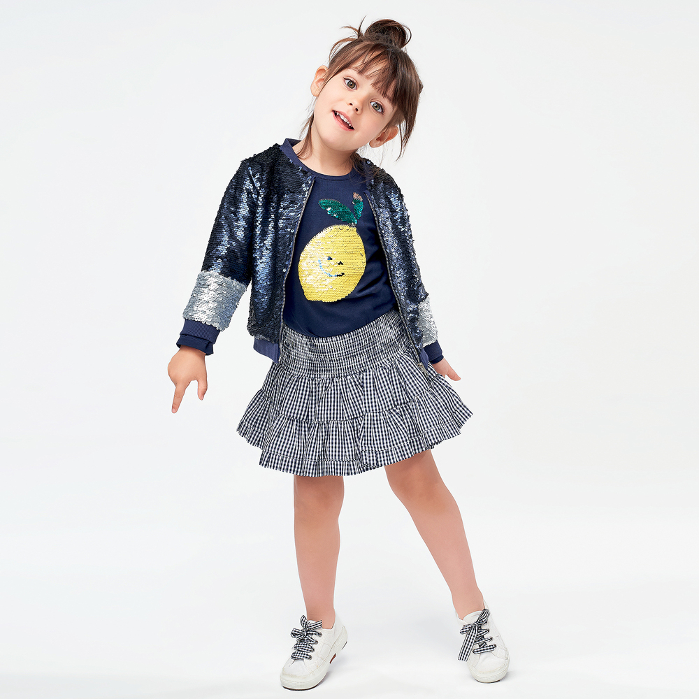 iDO Baby Navy Blue Sequin Bomber Jacket Childrensalon Outlet