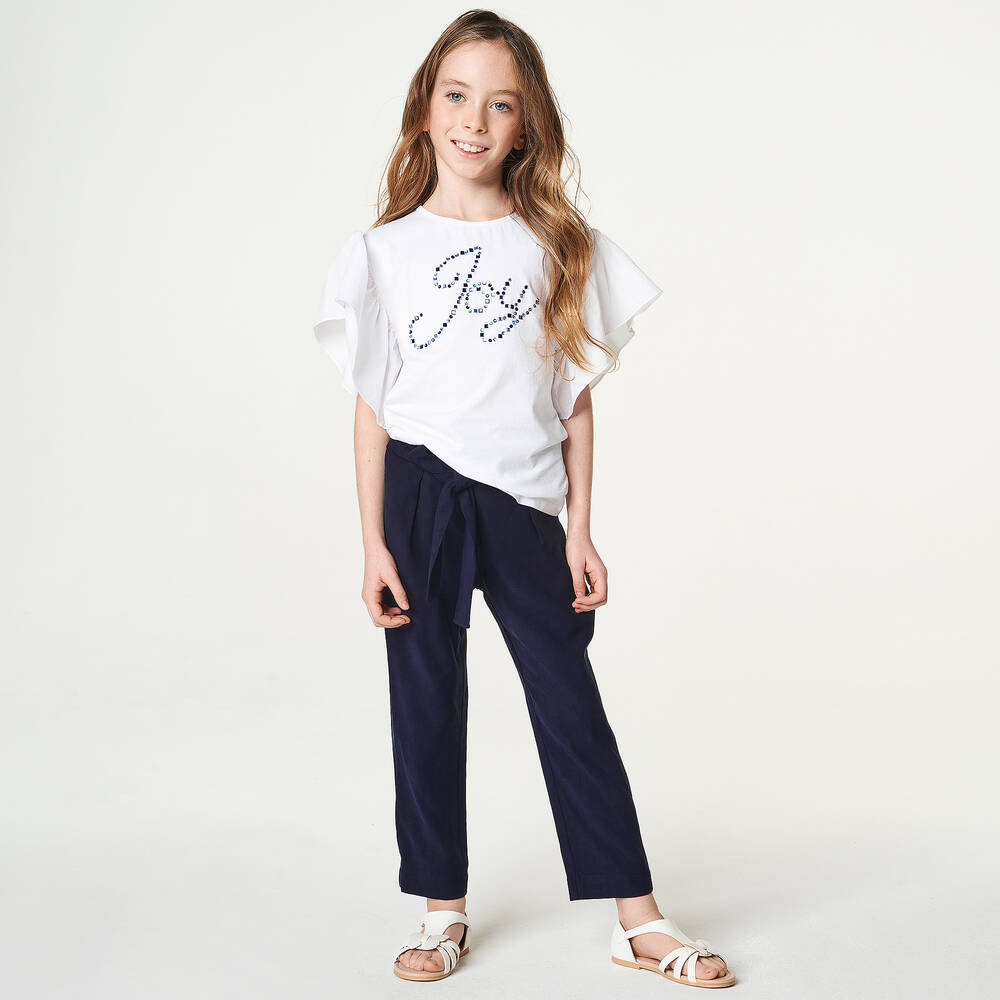 iDO Junior-Navy Blue Viscose Trousers | Childrensalon Outlet