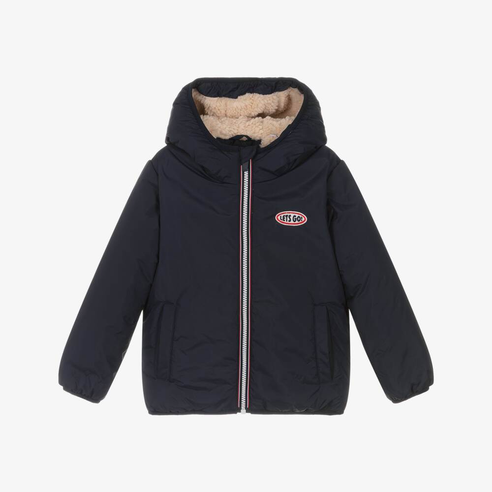 iDO-Navy Hooded Puffer Jacket | Childrensalon Outlet