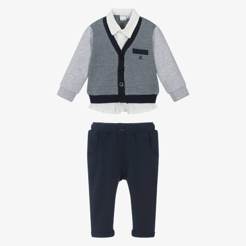 iDO Мини-Navy Houndstiith Trouser Set | Childrensalon Outlet