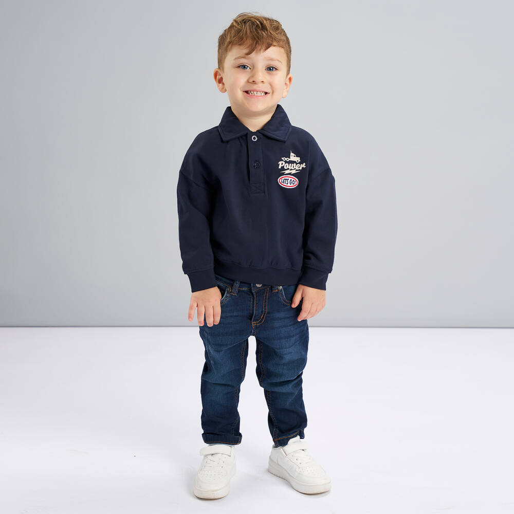 iDO-Navy Logo Ls Polo | Childrensalon Outlet