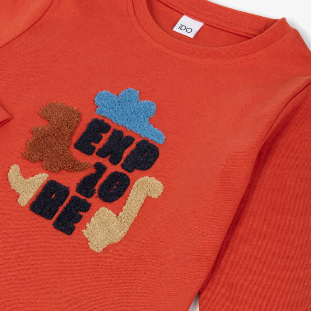 iDO-Orange Dino Ls Top | Childrensalon Outlet