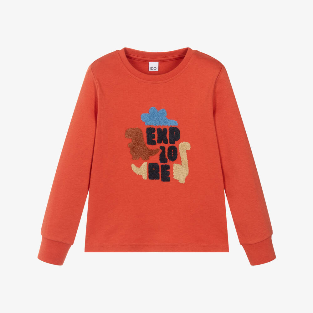 iDO-Orange Dino Ls Top | Childrensalon Outlet