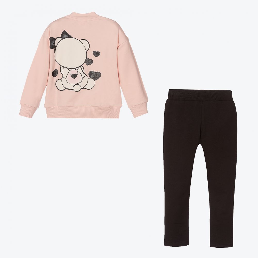 iDO Baby-تراكسوت قطن جيرسي لون زهري وأسود للبنات | Childrensalon Outlet