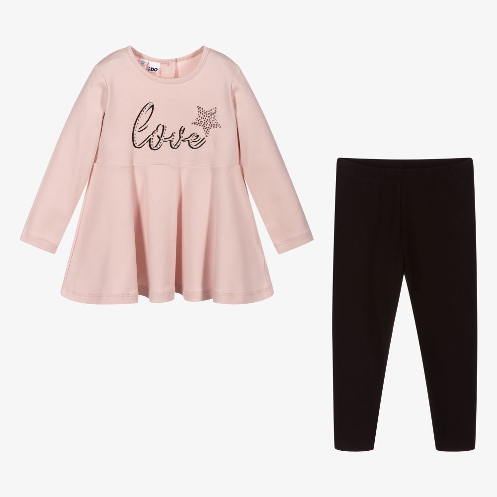 iDO Малыши-Комплект из розового топа с черными легинсами | Childrensalon Outlet