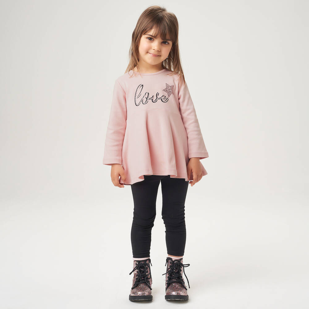 iDO Малыши-Комплект из розового топа с черными легинсами | Childrensalon Outlet