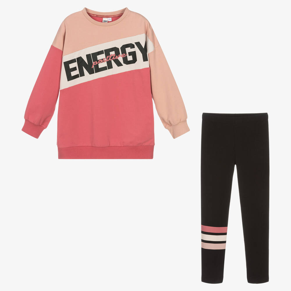 iDO Junior-Pink & Black Leggings Set | Childrensalon Outlet