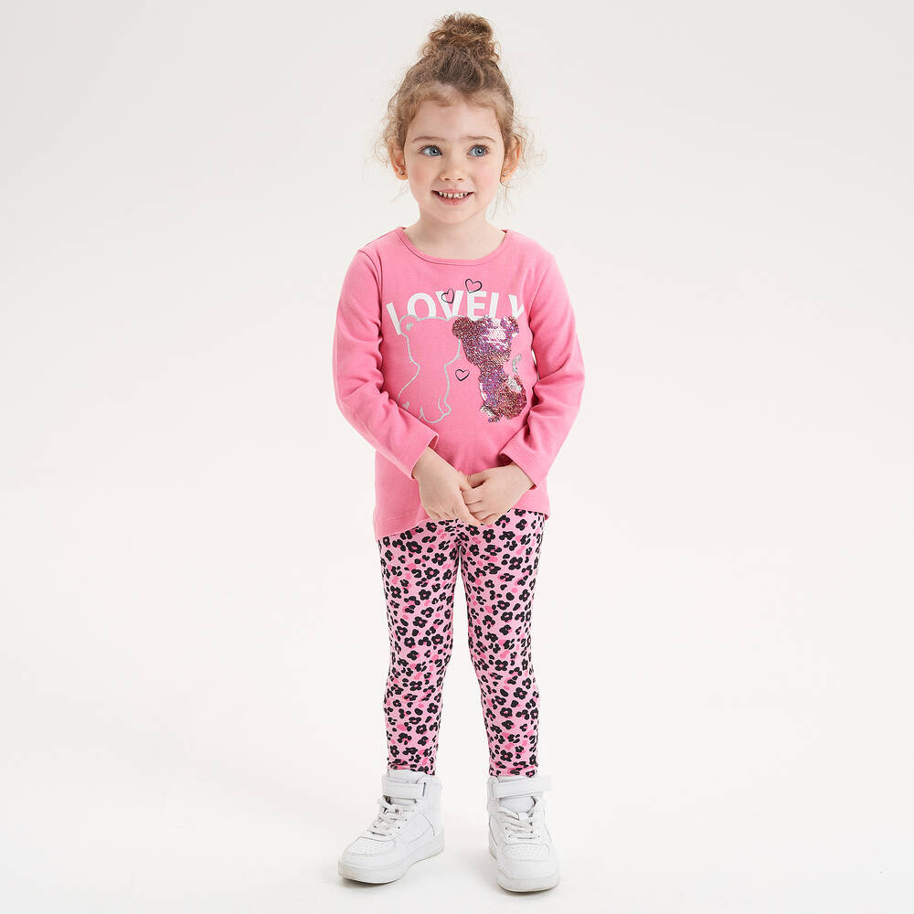 iDO Baby-Pink Cat Leggings Set | Childrensalon Outlet