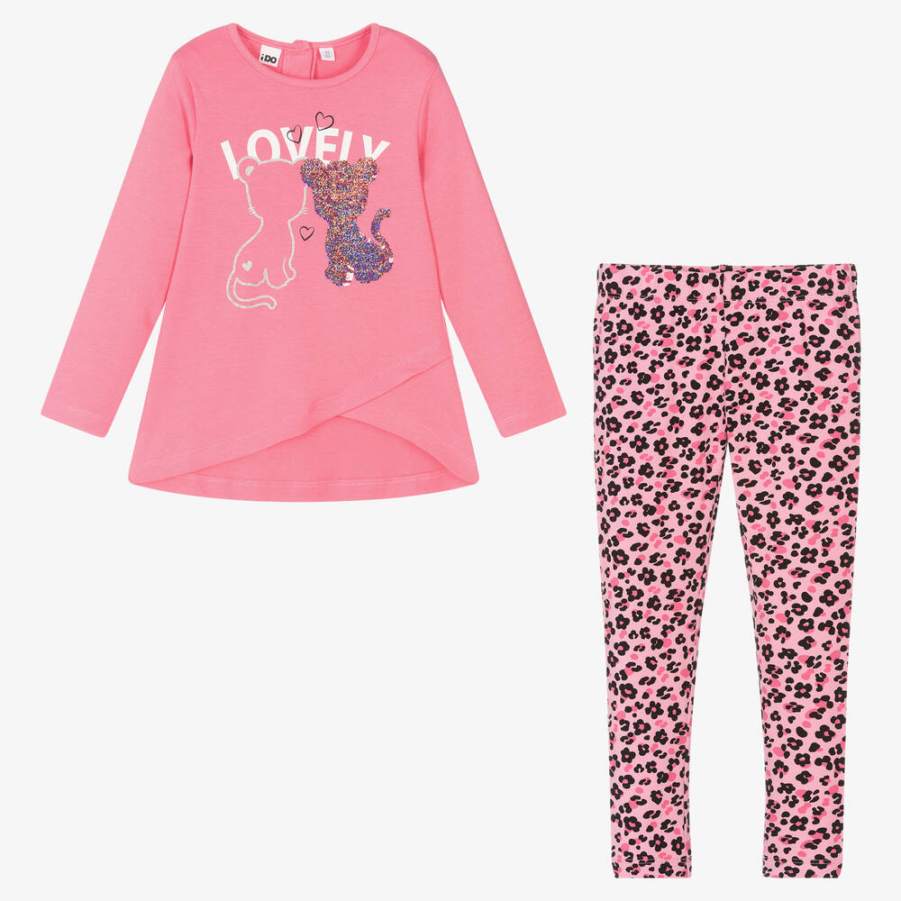 iDO Baby-Pink Cat Leggings Set | Childrensalon Outlet