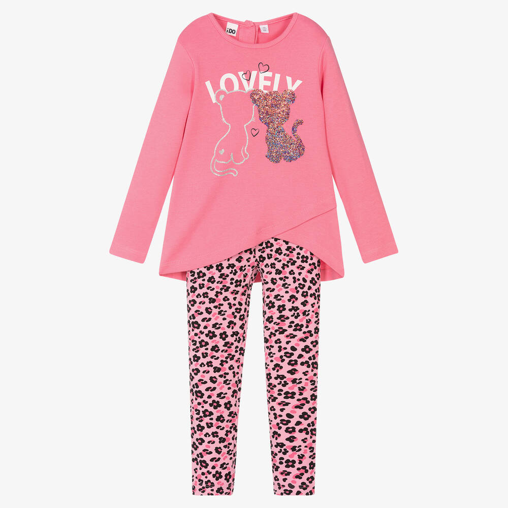 iDO Baby-Pink Cat Leggings Set | Childrensalon Outlet