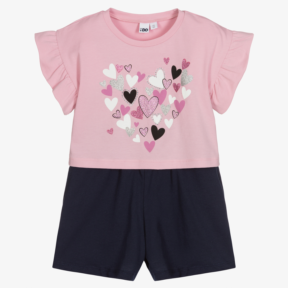 iDO Baby - Pink & Navy Blue Shorts Set | Childrensalon