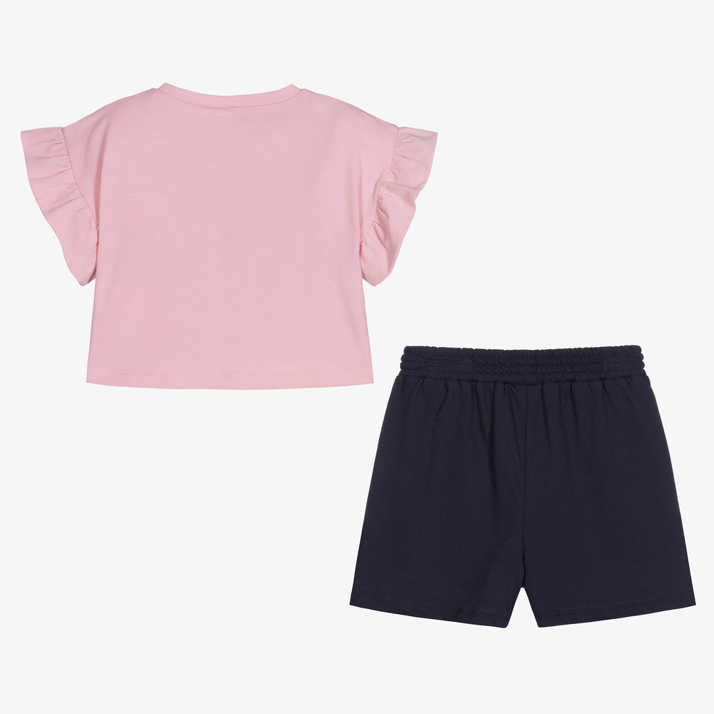 iDO Baby-طقم شورت قطن جيرسي لون زهري وكحلي للأطفال | Childrensalon Outlet