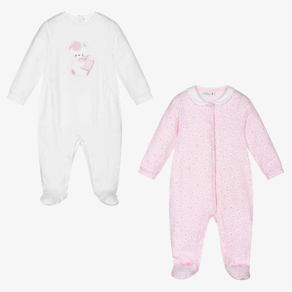 iDO Mini - Pink & White Babygrows (2 Pack) | Childrensalon