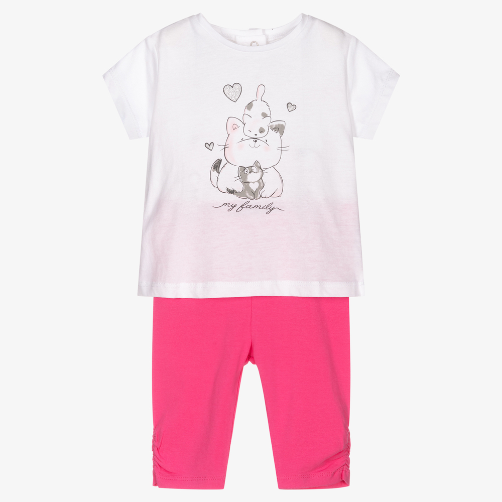iDO Mini - Pink & White Leggings Set | Childrensalon