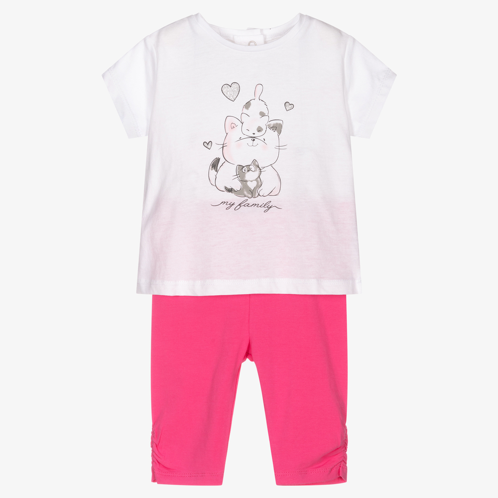 iDO Mini-Pink & White Leggings Set | Childrensalon Outlet