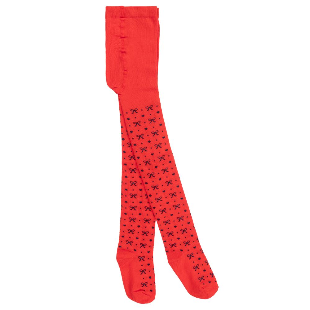 iDO Baby-Red & Blue Cotton Bow Tights | Childrensalon Outlet